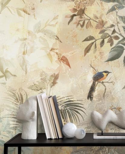 neutrales, anpassbares Wald-Wandbild namens Distressed Forest Bird von Rafal Kulik für Schlafzimmer, Wohnzimmer und mehr