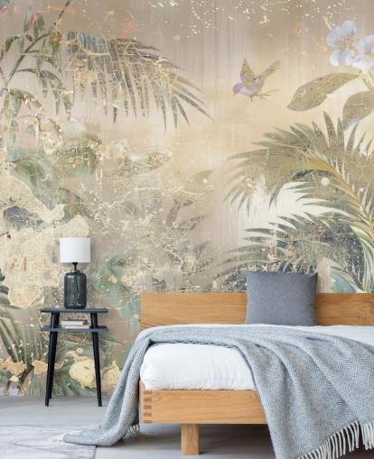 fresque murale colorée intitulée Distressed Forest Scene de Rafal Kulik pour les chambres et les salons