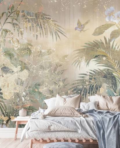 fresque murale colorée intitulée Distressed Forest Scene de Rafal Kulik pour les chambres et les salons