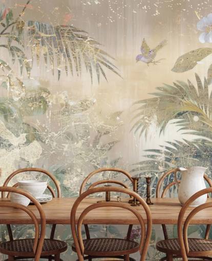 fresque murale colorée intitulée Distressed Forest Scene de Rafal Kulik pour les chambres et les salons