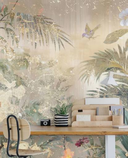 colorido mural de pared envejecido llamado Distressed Forest Scene de Rafal Kulik para dormitorios y salas de estar