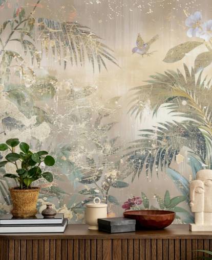 colourful distressed wall mural called Distressed Forest Scene by Rafal Kulik for bedrooms and living rooms