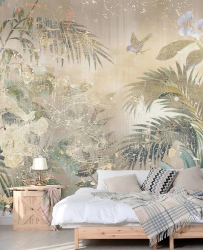 kleurrijke muurschildering genaamd Distressed Forest Scene van Rafal Kulik voor slaapkamers en woonkamers