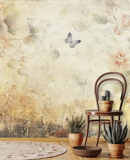 bright customisable butterfly wall mural called Distressed Butterfly Garden by Rafal Kulik