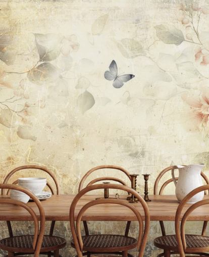 brillante mural de pared de mariposas personalizable llamado Distressed Butterfly Garden de Rafal Kulik