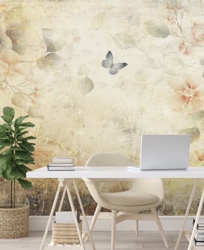 brillante mural de pared de mariposas personalizable llamado Distressed Butterfly Garden de Rafal Kulik