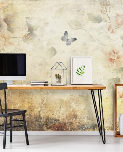 brillante mural de pared de mariposas personalizable llamado Distressed Butterfly Garden de Rafal Kulik
