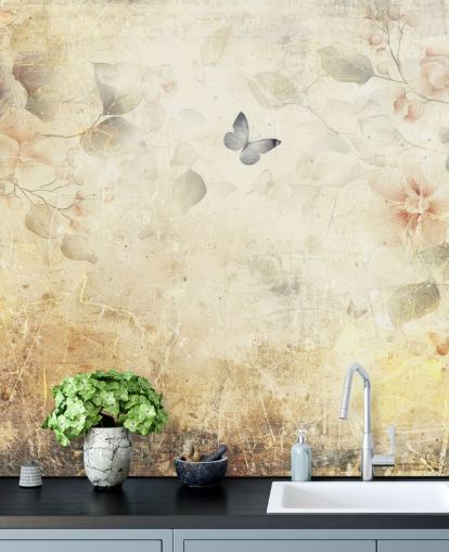 heldere aanpasbare vlindermuurschildering genaamd Distressed Butterfly Garden van Rafal Kulik heldere aanpasbare vlindermuurschildering genaamd Distressed Butterfly Garden van Rafal Kulik