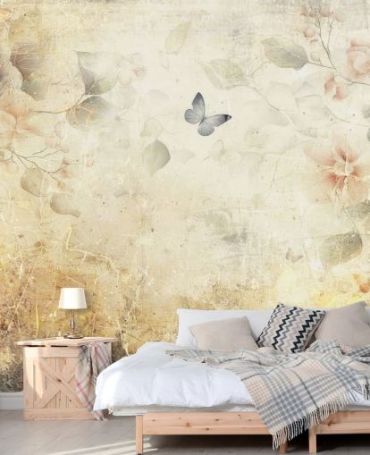 Helles, personalisierbares Schmetterlings-Wandbild namens Distressed Butterfly Garden von Rafal Kulik Helles, personalisierbares Schmetterlings-Wandbild namens Distressed Butterfly Garden von Rafal Kulik