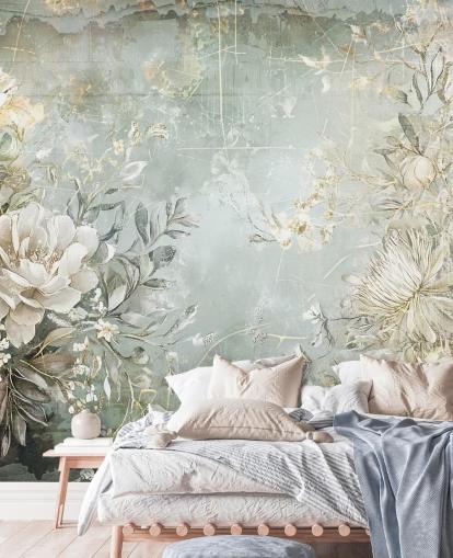 vintage style custom floral wall mural called Distressed Garden Flowers by Rafal Kulik for bedrooms and living rooms vintage style custom floral wall mural called Distressed Garden Flowers by Rafal Kulik for bedrooms and living rooms
