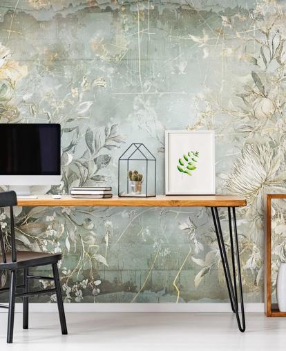 fresque murale florale personnalisée de style vintage appelée Distressed Garden Flowers par Rafal Kulik pour les chambres et les salons fresque murale florale personnalisée de style vintage appelée Distressed Garden Flowers par Rafal Kulik pour les chambres et les salons