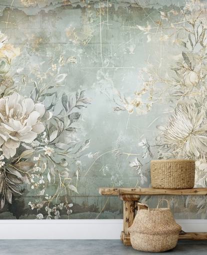 vintage style custom floral wall mural called Distressed Garden Flowers by Rafal Kulik for bedrooms and living rooms vintage style custom floral wall mural called Distressed Garden Flowers by Rafal Kulik for bedrooms and living rooms