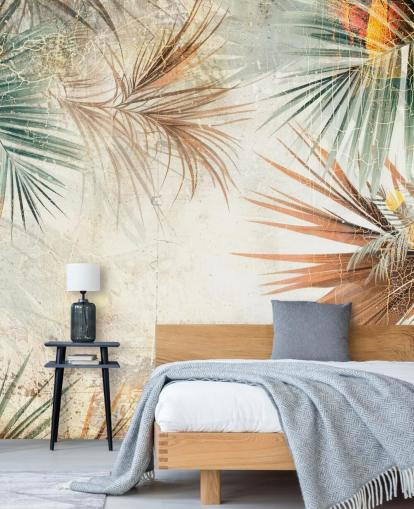 mural de papel pintado con borde personalizable llamado Distressed Jungle Border de Rafal Kulik