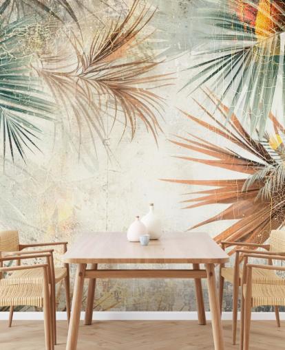 mural de papel pintado con borde personalizable llamado Distressed Jungle Border de Rafal Kulik