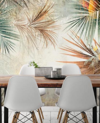 mural de papel de parede com borda personalizável chamado Distressed Jungle Border de Rafal Kulik