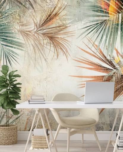 mural de papel pintado con borde personalizable llamado Distressed Jungle Border de Rafal Kulik
