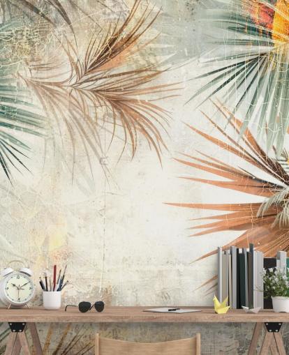 tilpassbart kanttapet veggmaleri kalt Distressed Jungle Border av Rafal Kulik