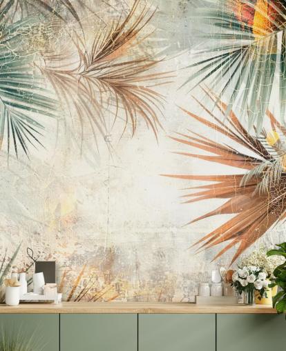 mural de papel pintado con borde personalizable llamado Distressed Jungle Border de Rafal Kulik mural de papel pintado con borde personalizable llamado Distressed Jungle Border de Rafal Kulik