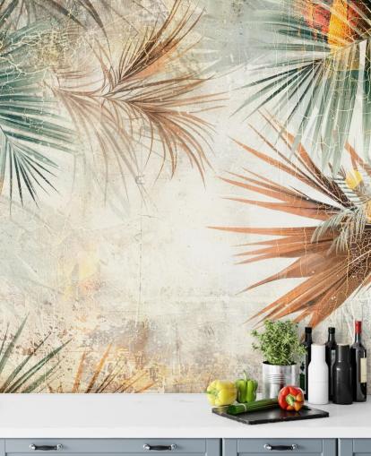 mural de papel de parede com borda personalizável chamado Distressed Jungle Border de Rafal Kulik