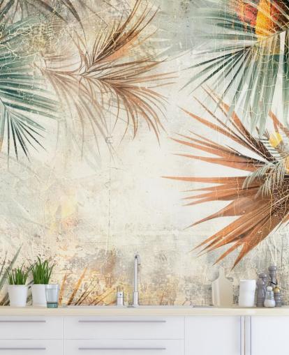 mural de papel pintado con borde personalizable llamado Distressed Jungle Border de Rafal Kulik