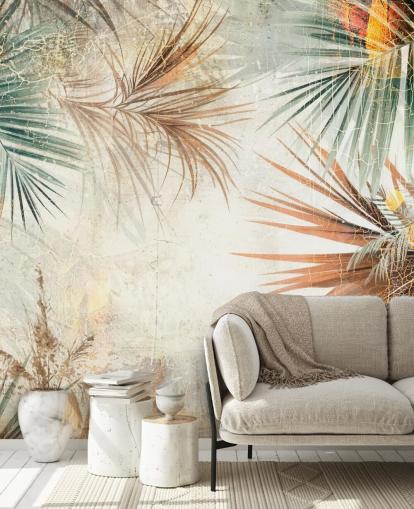 customisable border wallpaper mural called Distressed Jungle Border by Rafal Kulik