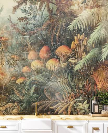 aangepaste jungle muurschildering genaamd Distressed Jungle Floor van Rafal Kulik 