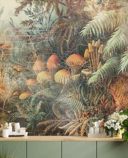 mural de parede de selva personalizado chamado Distressed Jungle Floor de Rafal Kulik 