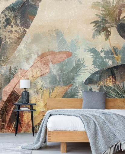 Rafal Kulikin mukautettu lehtitaustakuvamaalaus nimeltä Distressed Jungle Leaves VI