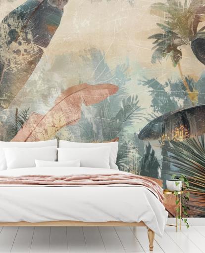 mural de papel de parede de folhas personalizado chamado Distressed Jungle Leaves VI de Rafal Kulik mural de papel de parede de folhas personalizado chamado Distressed Jungle Leaves VI de Rafal Kulik