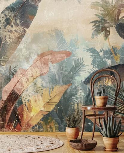 papier peint mural personnalisé appelé Distressed Jungle Leaves VI par Rafal Kulik papier peint mural personnalisé appelé Distressed Jungle Leaves VI par Rafal Kulik