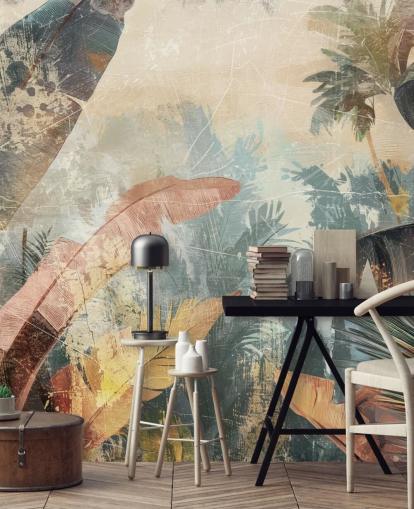 tilpasset bladtapet veggmaleri kalt Distressed Jungle Leaves VI av Rafal Kulik tilpasset bladtapet veggmaleri kalt Distressed Jungle Leaves VI av Rafal Kulik