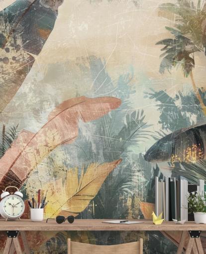 individuelles Blatttapeten-Wandbild namens Distressed Jungle Leaves VI von Rafal Kulik