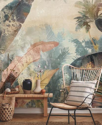 tilpasset bladtapet veggmaleri kalt Distressed Jungle Leaves VI av Rafal Kulik