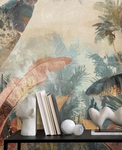 mural de papel de parede de folhas personalizado chamado Distressed Jungle Leaves VI de Rafal Kulik mural de papel de parede de folhas personalizado chamado Distressed Jungle Leaves VI de Rafal Kulik
