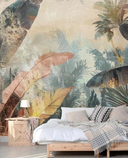 tilpasset bladtapet veggmaleri kalt Distressed Jungle Leaves VI av Rafal Kulik tilpasset bladtapet veggmaleri kalt Distressed Jungle Leaves VI av Rafal Kulik