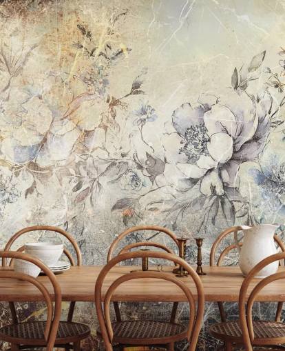 murale floreale personalizzabile chiamato Distressed Large Florals II di Rafal Kulik per camere da letto e salotti murale floreale personalizzabile chiamato Distressed Large Florals II di Rafal Kulik per camere da letto e salotti