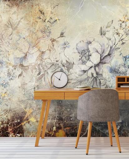 customisable floral wall mural called Distressed Large Florals II by Rafal Kulik for bedrooms and lounges customisable floral wall mural called Distressed Large Florals II by Rafal Kulik for bedrooms and lounges
