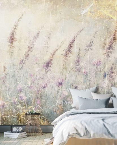 mural de papel de parede de lavanda personalizável chamado Distressed Lavender de Rafal Kulik
