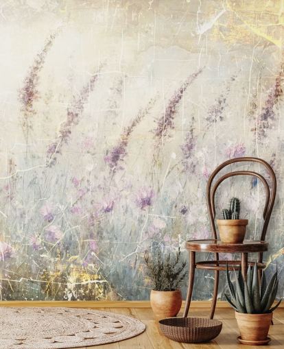 carta da parati murale personalizzabile con lavanda chiamata Distressed Lavender di Rafal Kulik