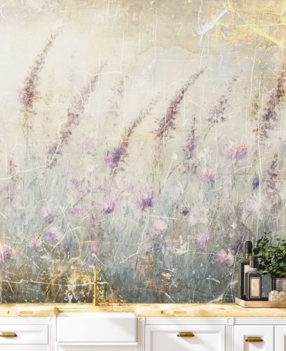 carta da parati murale personalizzabile con lavanda chiamata Distressed Lavender di Rafal Kulik
