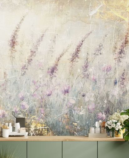 customizable lavender wallpaper mural called Distressed Lavender by Rafal Kulik
