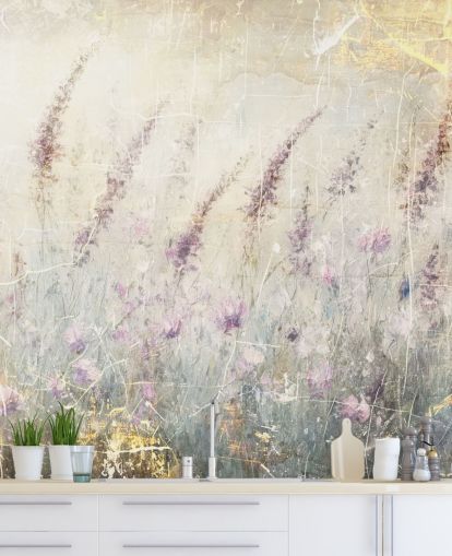 carta da parati murale personalizzabile con lavanda chiamata Distressed Lavender di Rafal Kulik