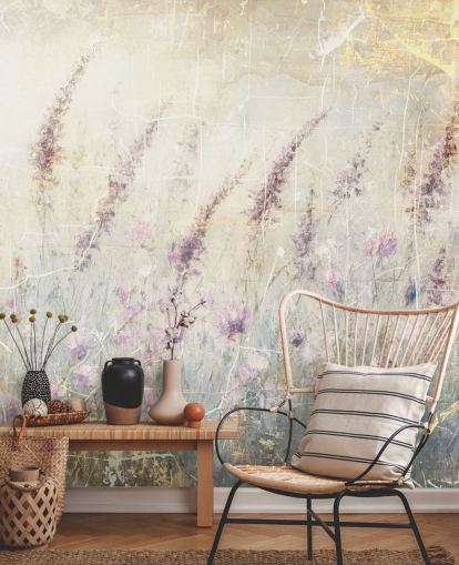 customisable lavender wallpaper mural called Distressed Lavender by Rafal Kulik