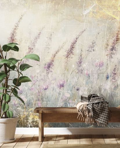mural de papel de parede de lavanda personalizável chamado Distressed Lavender de Rafal Kulik