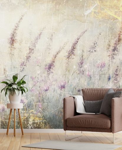 customisable lavender wallpaper mural called Distressed Lavender by Rafal Kulik