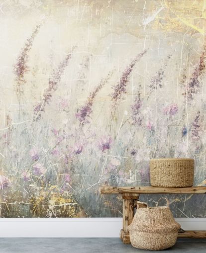 mural de papel pintado de lavanda personalizable llamado Distressed Lavender de Rafal Kulik