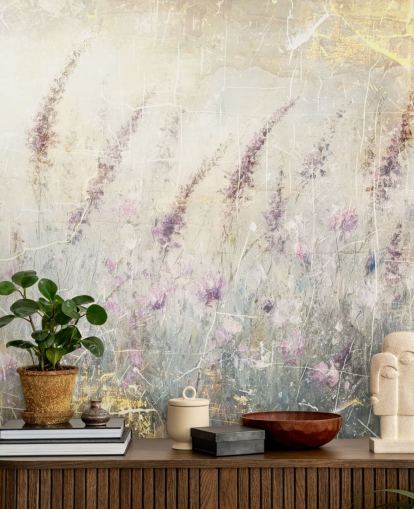aanpasbare lavendelbehangmuurschildering genaamd Distressed Lavender van Rafal Kulik aanpasbare lavendelbehangmuurschildering genaamd Distressed Lavender van Rafal Kulik