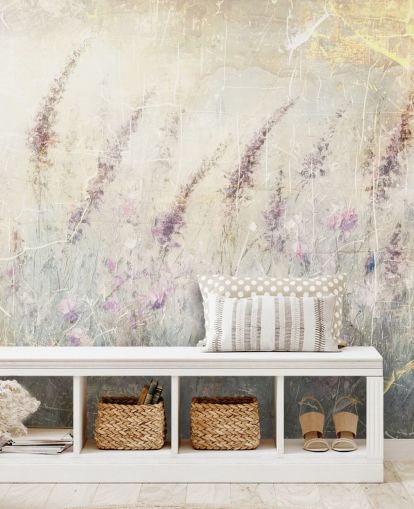 customisable lavender wallpaper mural called Distressed Lavender by Rafal Kulik