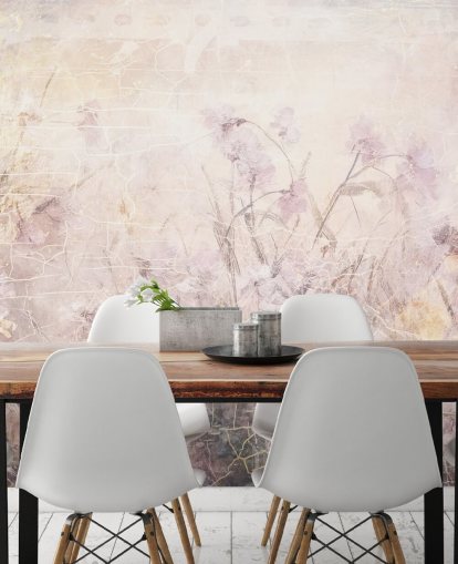 mural de pared floral personalizable de color morado llamado Distressed Lilac Florals de Rafal Kulik mural de pared floral personalizable de color morado llamado Distressed Lilac Florals de Rafal Kulik