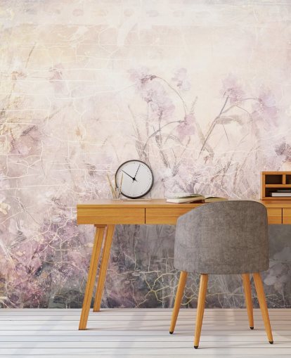 lila anpassningsbar blommig väggmålning som heter Distressed Lilac Florals av Rafal Kulik